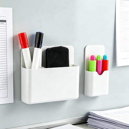 3 Pack Magnetic Pen Holder, Strong Magnetic Dry Erase Marker Organizer with Generous Compartments, Pen Pencil Organizer for Whiteboard, Fridge, Home Office School, Black