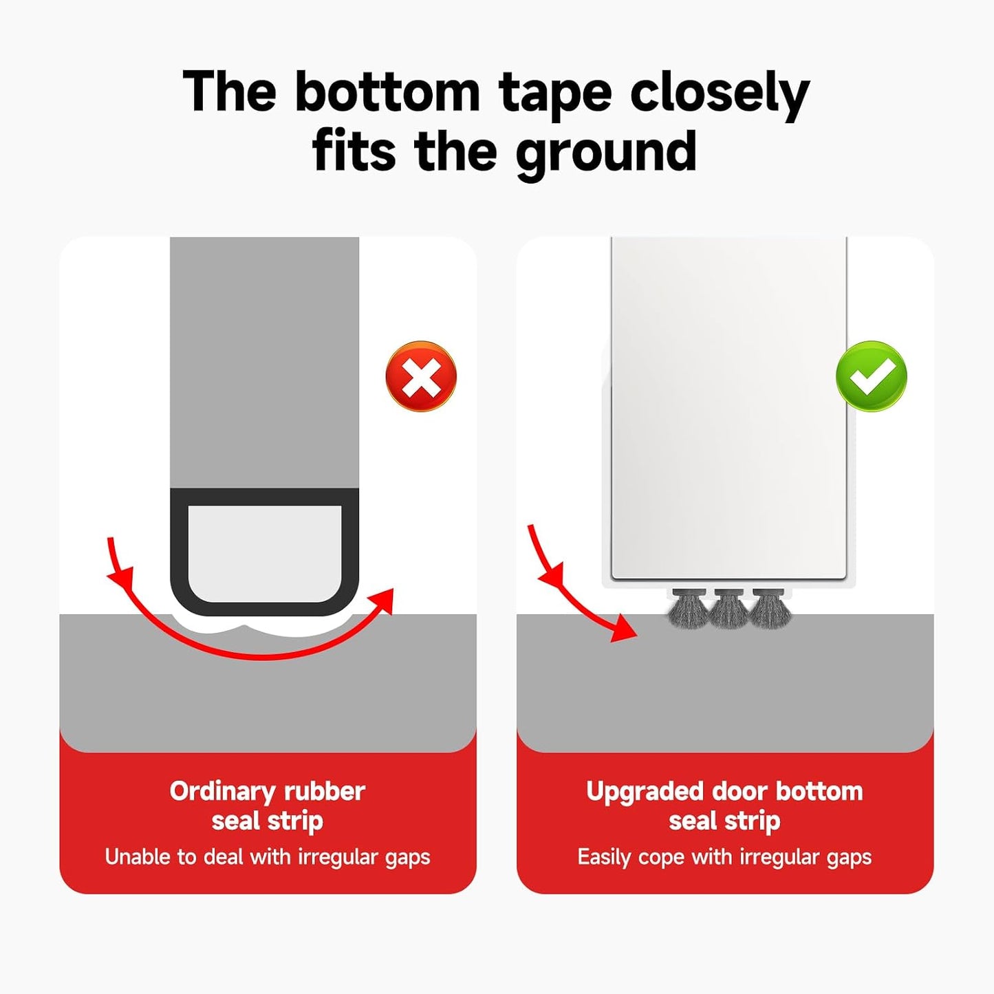2 Pack Weather Stripping Door Seal, 36” Length Cuttable Door Draft Stopper, Strong Adhesive Door Sweep for Exterior and Interior Doors (2, White)