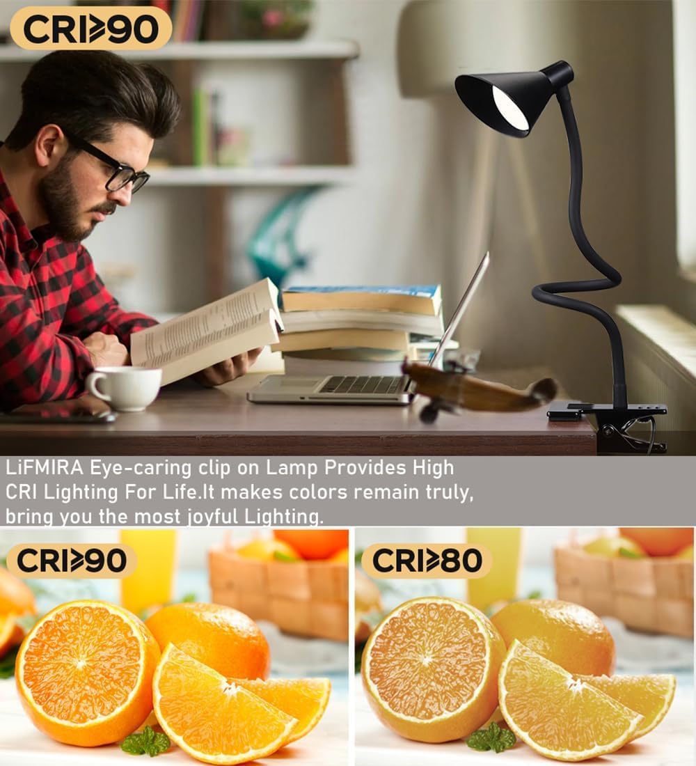 Clip on Light, Eye Care Reading Lights for Books in Bed 3 Color Modes & 10 Brightness Clip on Lamp Reading Book in Bed with Auto Timer, Reading Light for Bed Headboard Desk Bedside Dorm - Pink