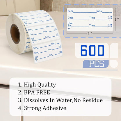 L LIKED 250 Dissolvable Labels 2"x 2" Use By Food Rotation Storage Label