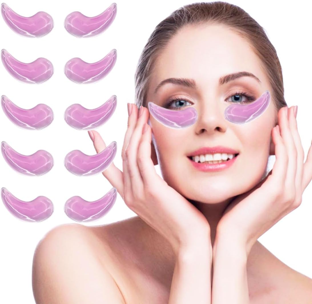 Reusable Gel Eye Ice Pack, Cooling Eye Pad, Hot ＆ Cold Treatment for Eye Strain, Eye Swelling, Eye Redness, Puffy Eyes, Dark Circles, Smooth Fine Lines, and Eye Recover Surgery. (Purple ＆)
