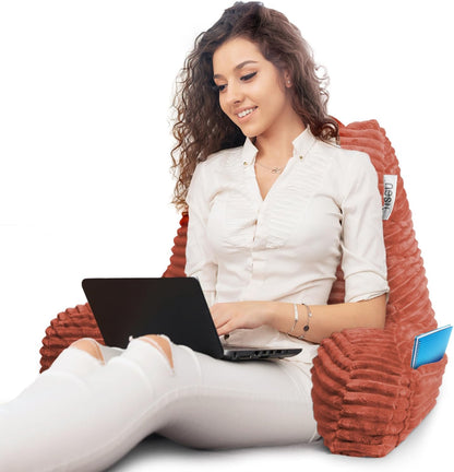Hearth & Harbor Reading Pillow for Bed Adult – Back Pillow for Sitting in Bed, Standard Bed Pillows for Sitting Up in Bed, Foam Bed Chair Pillow, Stone Blue Bed Rest Pillow