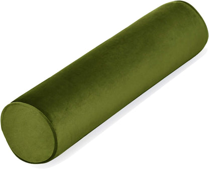 Tinbolunce Memory Foam Roll Pillow for Knee/Leg/Neck - Full Moon Bolster/Round Cylinder Pillow for Sleeping on Side or Back - Removable Cooling Cover Length 18" x 6" Diameter (Chocolate Brown)