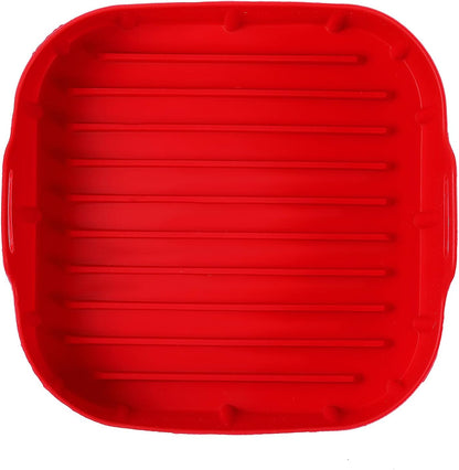 2Pcs Air Fryer Silicone Liners Fit 3-5QT Air fryer, Reusable Food Grade Silicone Air fryer Liners Baking Tray Basket Accessories(Round, 6.5 Inch)