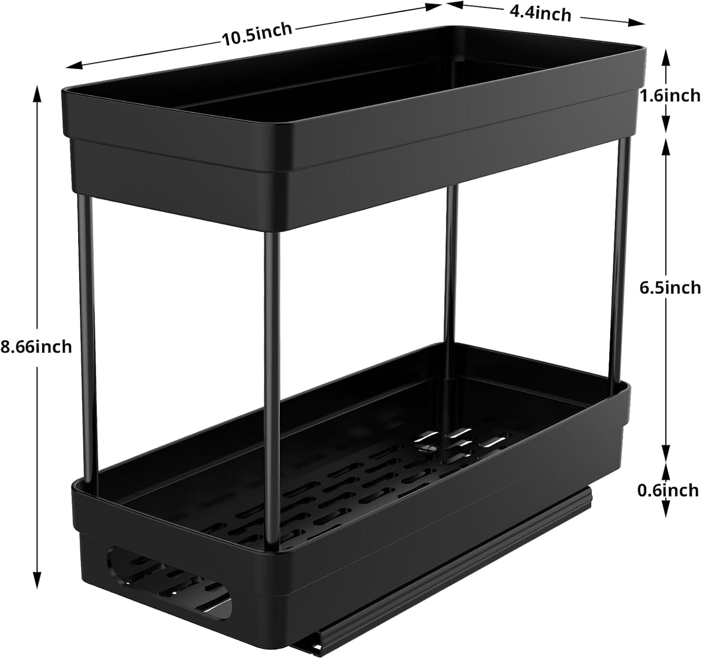 Pull Out Spice Rack Organizer for Cabinet, 3 Packs Slide Out Spice Racks Organizer, Spice Cabinet Organizers, Cabinet Size Need:12'' Highx11'' Deepx5'' Wide,Each Tier Hold 10 Spice Jar - 2 Tier, Black