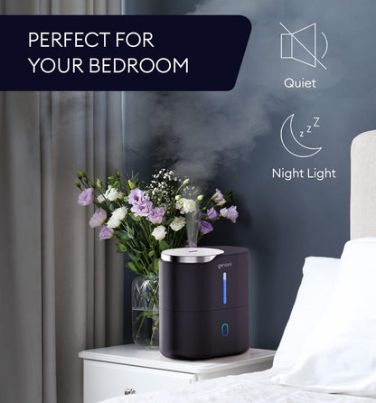 GENIANI Cool Mist Air Humidifiers for Bedroom, Plants, and Large Rooms - Quiet Humidifiers for Baby Room with Auto Shut Off & Night Light (3.9L, White)