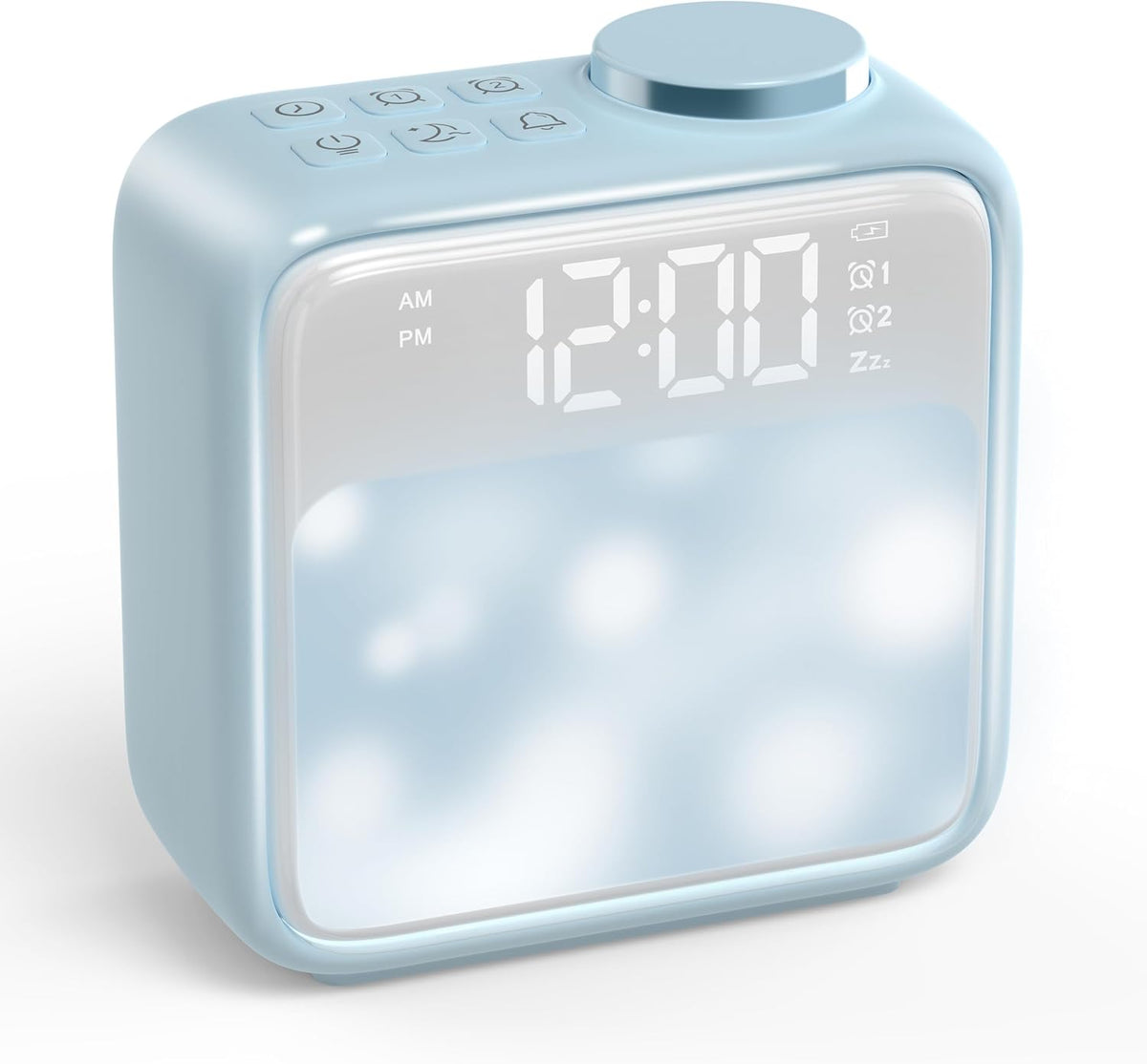 AIRIVO Alarm Clock Night Lights, Built-in Battery Alarm Clock for Bedrooms, 6 Scenes & White Noise Sync, Dual Alarms & Snooze, for Heavy Sleepers, Gifts for Kids Teens