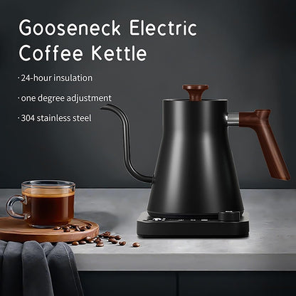 Gooseneck Electric Kettle, White, 0.9L | ±1℉ Temperature Control, 304 Stainless Steel, Ultra-Quiet, Auto Boil Detection, 8 Safety Protections & Memory Function