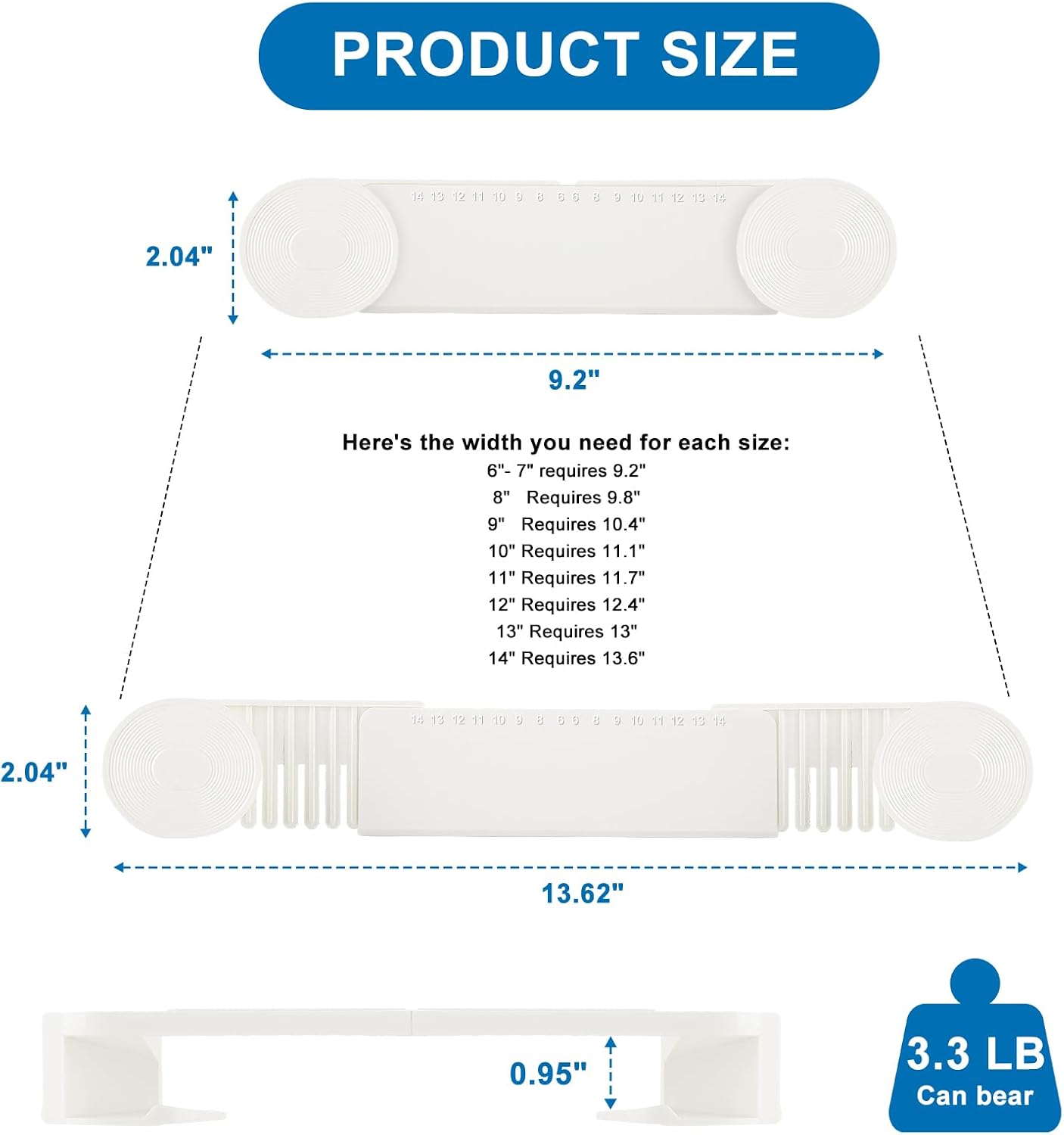 YONGAIJIA 4 Pack Adjustable Pot Lid Holder, Pan Cover Organizer Fits 6" to 14" Lid, Adhesive Wall Mount Pots Lid Storage for Kitchen Cupboard, Cabinet Door, White, BPA-Free Plastic
