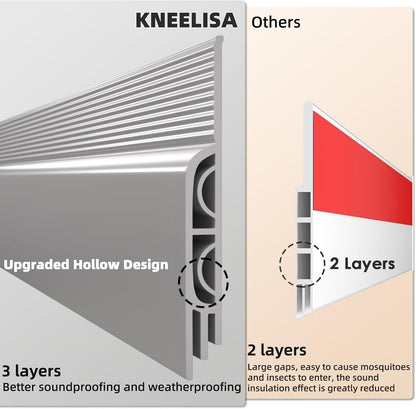 KNEELISA 39" Black Under Door Draft Stopper Interior for 0-1“ Gap,Silicone | Bottom Door Sweep Sound Proofing,Soundproofing Noise Blocker,Gap Filler Soundproof Seal Strip