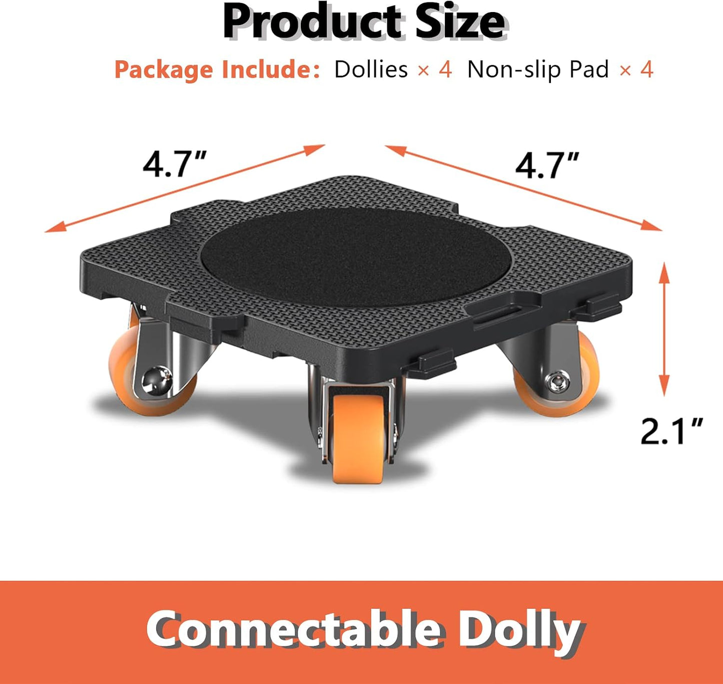 ONEON Furniture Mover with Wheels, 360° Rotation Wheels Furniture Dolly for Moving Heavy Furniture, Appliances, 660 LB Max Load Capacity with Auxiliary Lifter - Connect Dolly