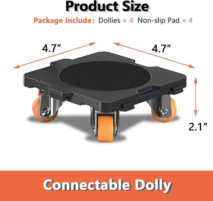 ONEON Furniture Mover with Wheels, 360° Rotation Wheels Furniture Dolly for Moving Heavy Furniture, Appliances, 660 LB Max Load Capacity with Auxiliary Lifter - Connect Dolly