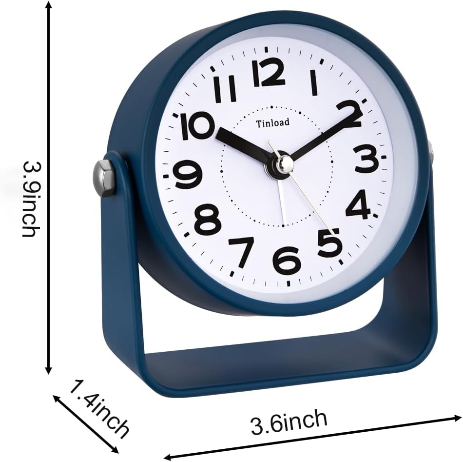 Tinload Analog Alarm Clock for Bedroom, Silent Non-Ticking Quartz Movement, Battery Operated with Snooze & On-Demand Light, Bedside Desk Table Clock, Ideal for Home, Office (Green)