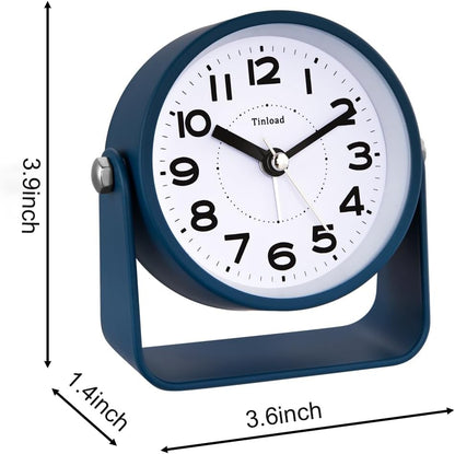 Tinload Analog Alarm Clock for Bedroom, Silent Non-Ticking Quartz Movement, Battery Operated with Snooze & On-Demand Light, Bedside Desk Table Clock, Ideal for Home, Office (Green)
