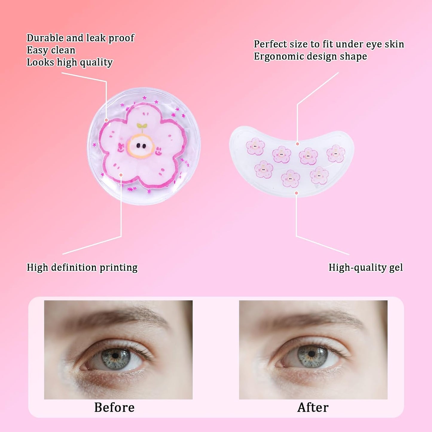 Cooling Eye Mask - Gel Ice Pack Reusable Cooling Eye Pads and Under Patches,Eye Hot Cold Treatment for Redness,Pain Relief Relax.