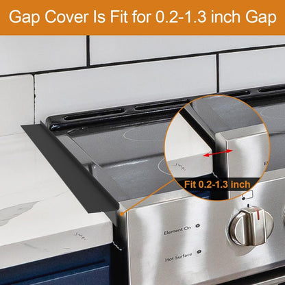 Silicone Stove Counter Gap Cover - 25 Inch Gap Filler 2 Pack Black | Long gap filler seals spills between kitchen appliances Stovetop oven countertop; stove gap cover, gas stove side gap covers
