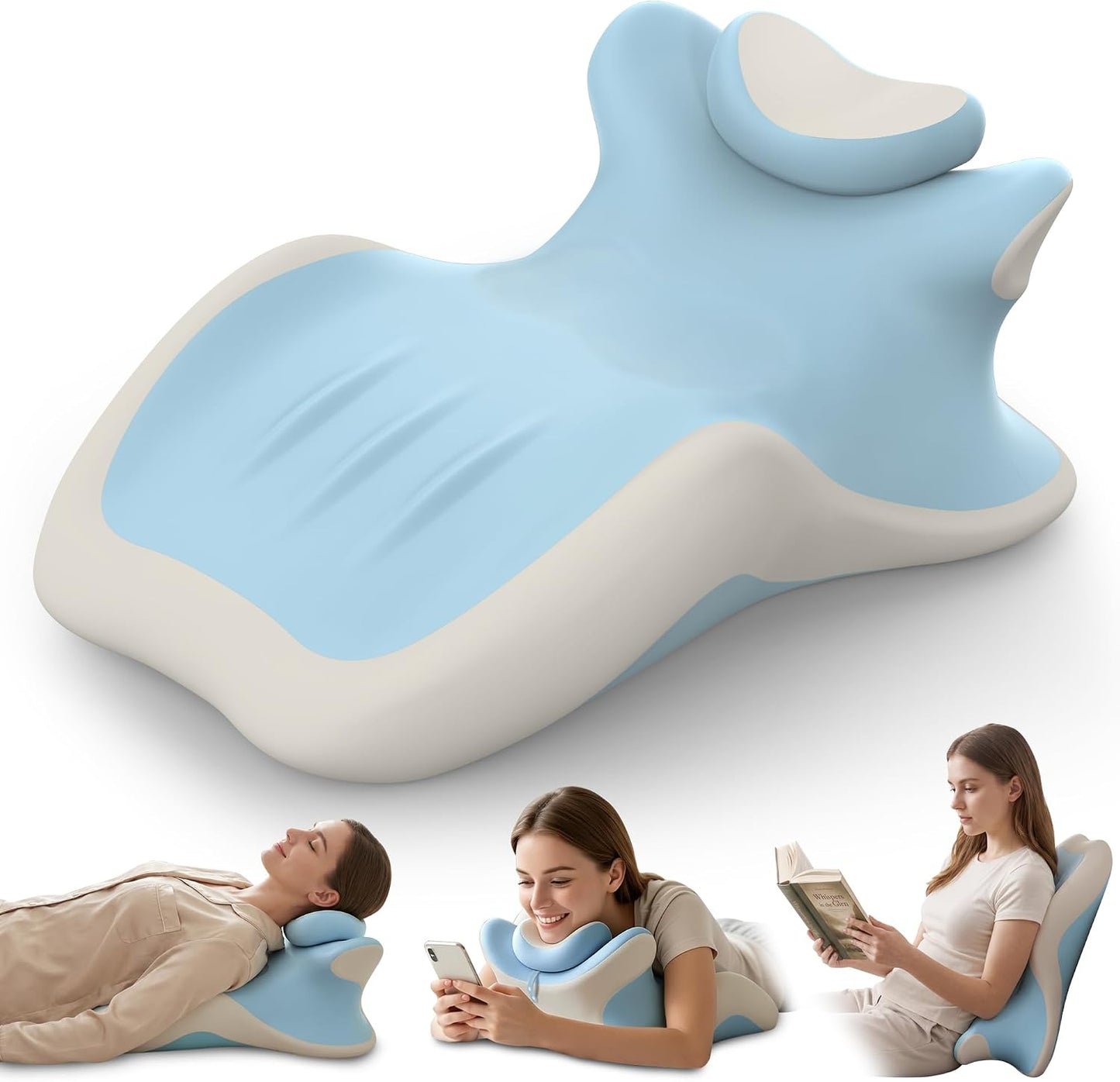 HAMYODO 27° Angled Wedge Pillow, Support for Neck Back Waist | Multi-Position Headboard, Bed Rest Pillows for Prone Sleeping ,Backrest Chaise Lounges Stomach Support in Bed, Couch or Floor