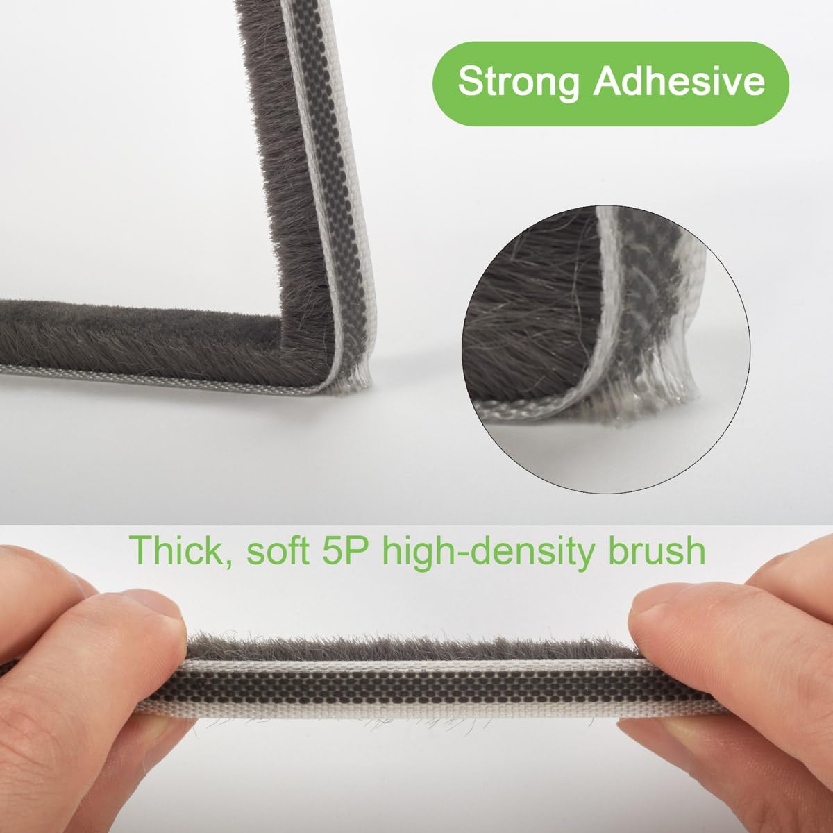 Self-Adhesive Weather Stripping Seal for Doors & Windows – Soundproof Insulation Gap Filler for Sliding, Exterior, Front, and Jamb Frames – 0.2" x 0.35" x 16.5 ft, Gray