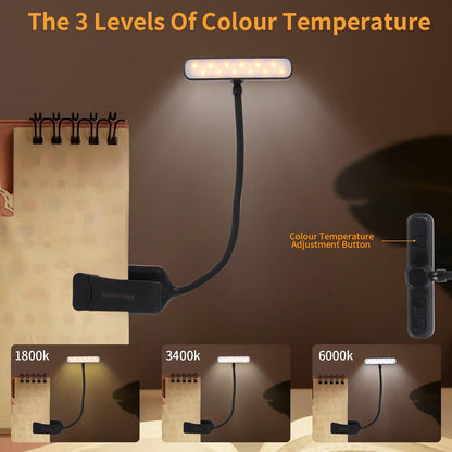 Rechargeable Book Light, Clip-On LED Reading Light, Eye-Caring