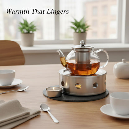 Stainless Steel Tea Light Candle Holder Stand for Glass Kettles and Mugs, 5.9x5.9 Inch Base