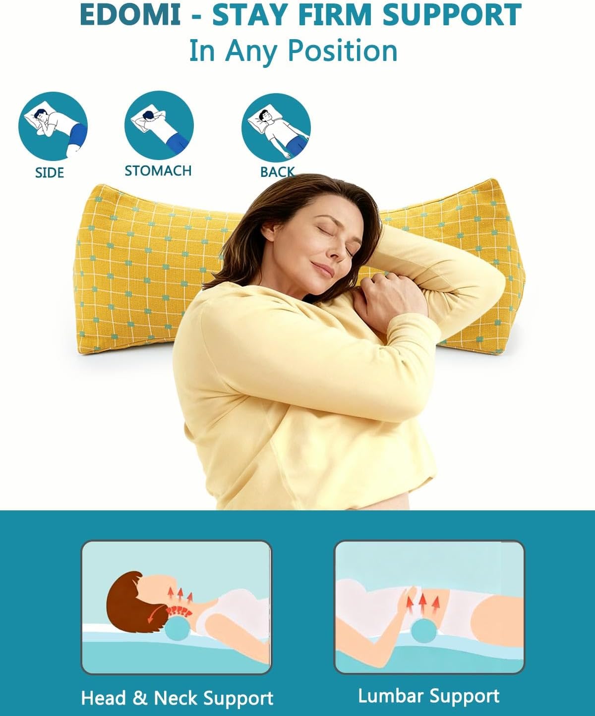 Buckwheat Cervical Neck Roll Pillow, Adjustable Firm Support for Neck Pain Relief, 15.7x6 Inch Buckwheat Hull Pillow for Back Side Sleepers