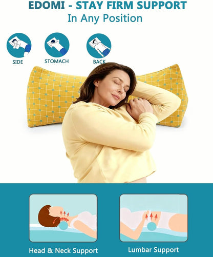 Buckwheat Cervical Neck Roll Pillow, Adjustable Firm Support for Neck Pain Relief, 15.7x6 Inch Buckwheat Hull Pillow for Back Side Sleepers