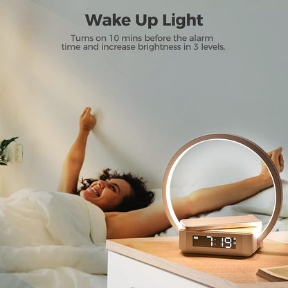 Sunrise Alarm Clock with Wireless Charging Desk Touch Lamp, Sunrise Lamp