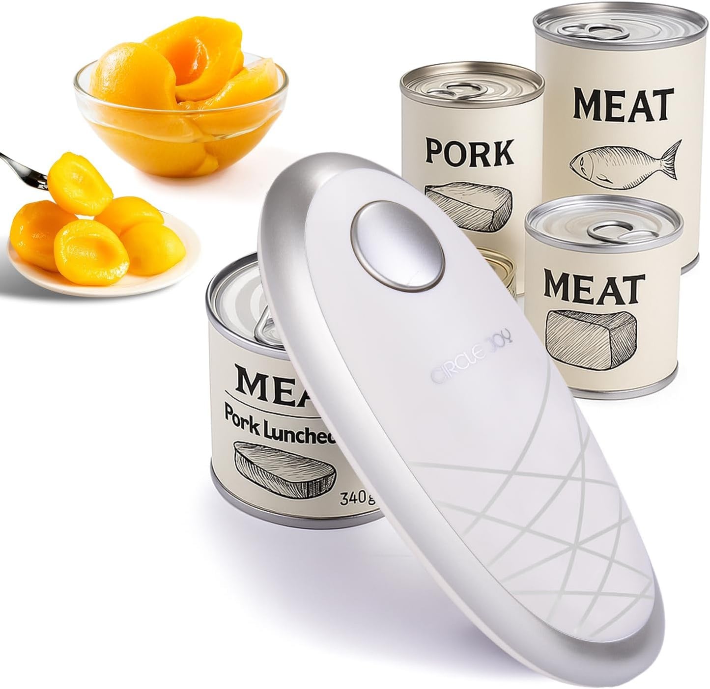 CIRCLE JOY Electric Can Opener, One-Touch Automatic Can Opening with Smooth Edges, Food Safety Handheld Battery-Operated Can Opener for Kitchen and Seniors, Blue