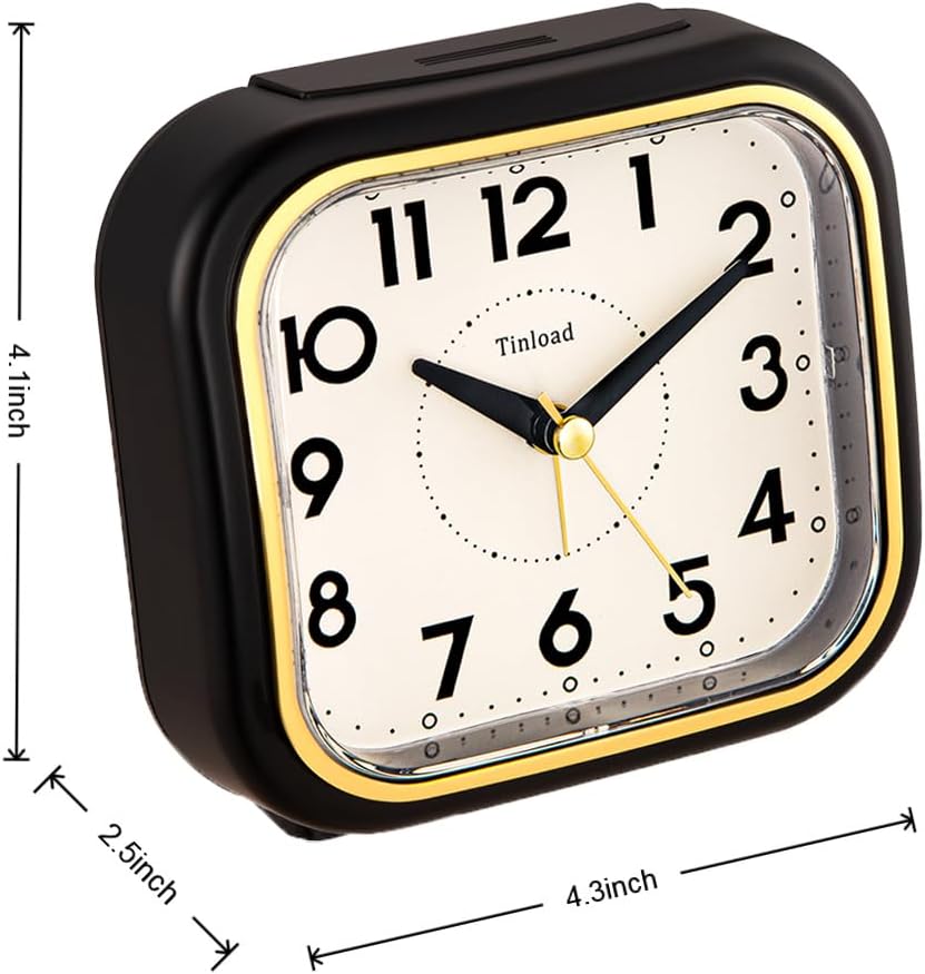 Tinload 4.3" Vintage Retro Analog Alarm Clock, Super Silent Non Ticking Clock with Manual Light, Snooze, Battery Operated, Simply Design, for Living Room, Bedroom, Bedside, Desk(Blue-V2)