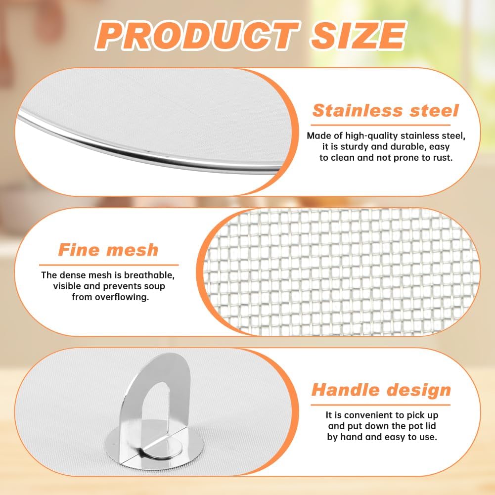 Splatter Screen for Frying Pan, 3 Pack 10, 11.5, 13 Inch | Fine mesh grease splatter guard for frying pans, skillets, woks, and sauté pans