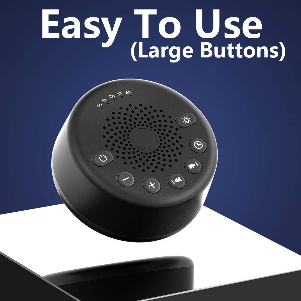 Easysleep Loudspeakers White Noise Machine with 25 Soothing Sounds and Night Lights with Memory Function 32 Levels of Volume and 5 Sleep Timer Powered by AC or USB for Sleeping (Black No Light)