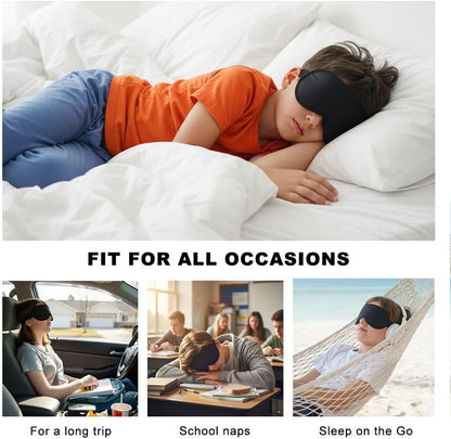 3D Sleep Mask for Side Sleepers, Blackout & Zero Pressure - Breathable Memory Foam, Adjustable Strap - for Travel, Yoga & Meditation Black