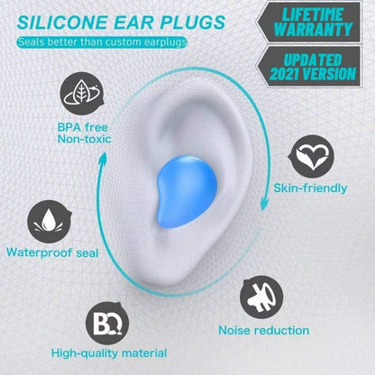 Silicone Ear Plugs for Sleeping Swimming,Reusable Moldable Noise Cancelling Earplugs for Shooting Range, Swimmers, Snoring, Airplanes, Travel, Work, Studying, (16-Pillows) (White, Medium)