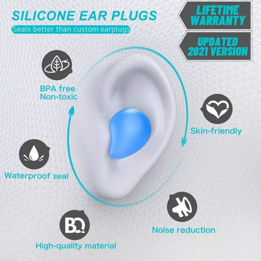 Silicone Ear Plugs for Sleeping Swimming,Reusable Moldable Noise Cancelling Earplugs for Shooting Range, Swimmers, Snoring, Airplanes, Travel, Work, Studying, (16-Pillows) (White, Medium)