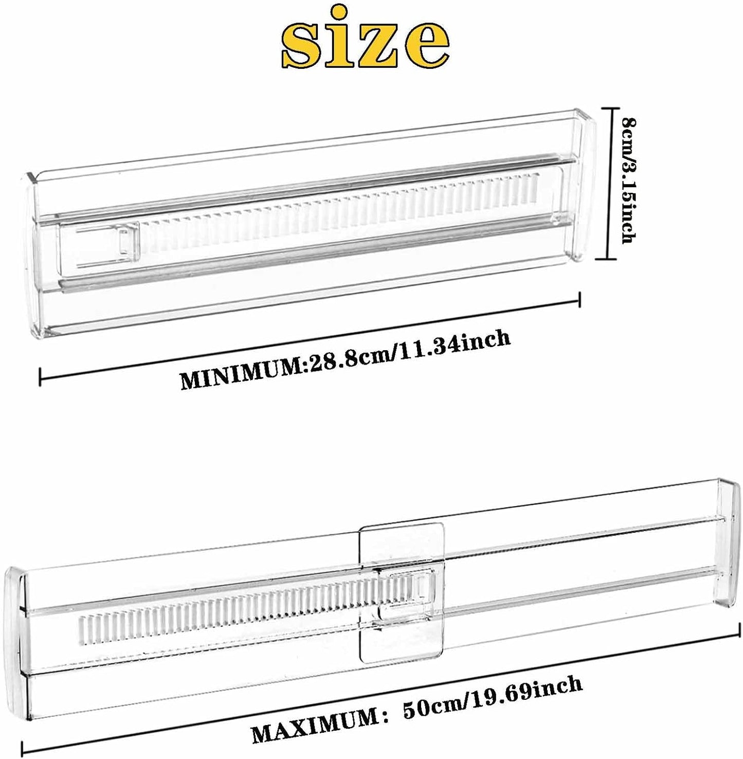 4 Pcs Drawer Dividers for Clothes,3.15" High 11.34"-19.69" clear | Adjustable Expandable Dresser Drawer Organizer, Clear Plastic Separators for Dresser, Baby Clothing
