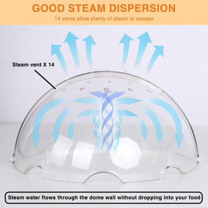 LOPEZTEK Flippable Microwave Splatter Cover for Food | Leave Inside Design|High Dome Shape|14 Steam Vents|Splatter Guard|Plate and Dish Cover|11.5" Diameter