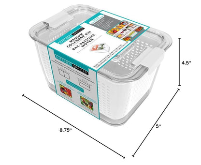 Kitchen Spaces Stackable Fridge Storage Colander Containers, Variety Pack | 3 Sizes to Store Fresh Produce, Organize Washed Fruits and Veggies, Snap and Seal Lids with Adjustable Vents, Hand Wash Only