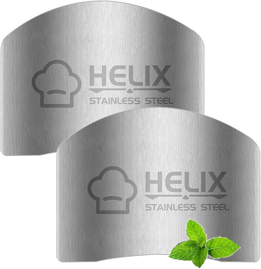 2 Pcs Finger Guard for Cutting aid, Kitchen Tool, Stainless Steel Knife Protector, Adjustable Hand Protect Fingers, Avoid Hurting, Slicing and Chopping, Silver