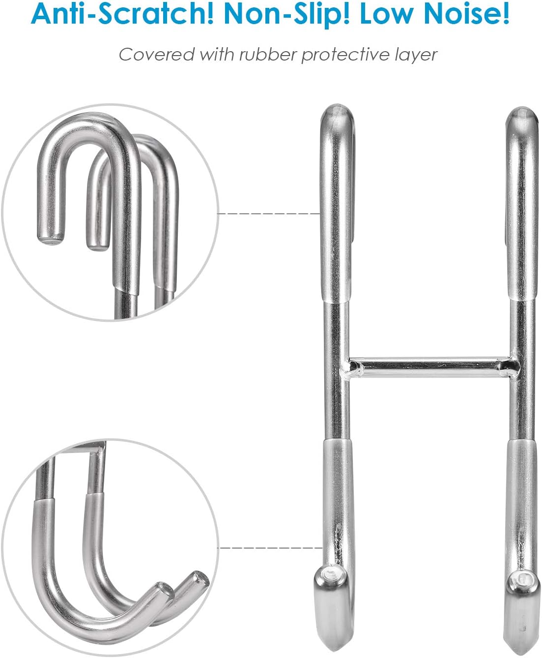 Shower Door Hooks (2-Pack), Towel Hooks for Bathroom Frameless Glass Squeegee Hooks, Black