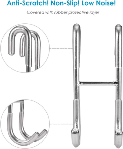Shower Door Hooks (2-Pack), Towel Hooks for Bathroom Frameless Glass Squeegee Hooks, Black