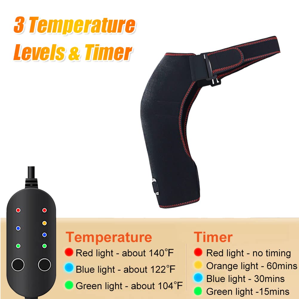 Woolala Electric Heated Shoulder Wrap Heating Pad Large Heating Area Warmer | 110V for Tendonitis Periarthritis, Pain Relief, 3 Temperature Settings & Timer
