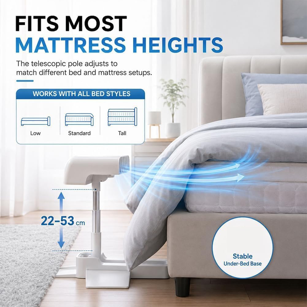 2026 Upgrade Bed Fan Under Sheets, Bed Fans for Cooling and Sleep Under Sheets, Bed Cooling System with 5 Speeds and Remote, Cordless Bed Fan for Hot Sleepers, Fits All Mattress Heights (1PCS)