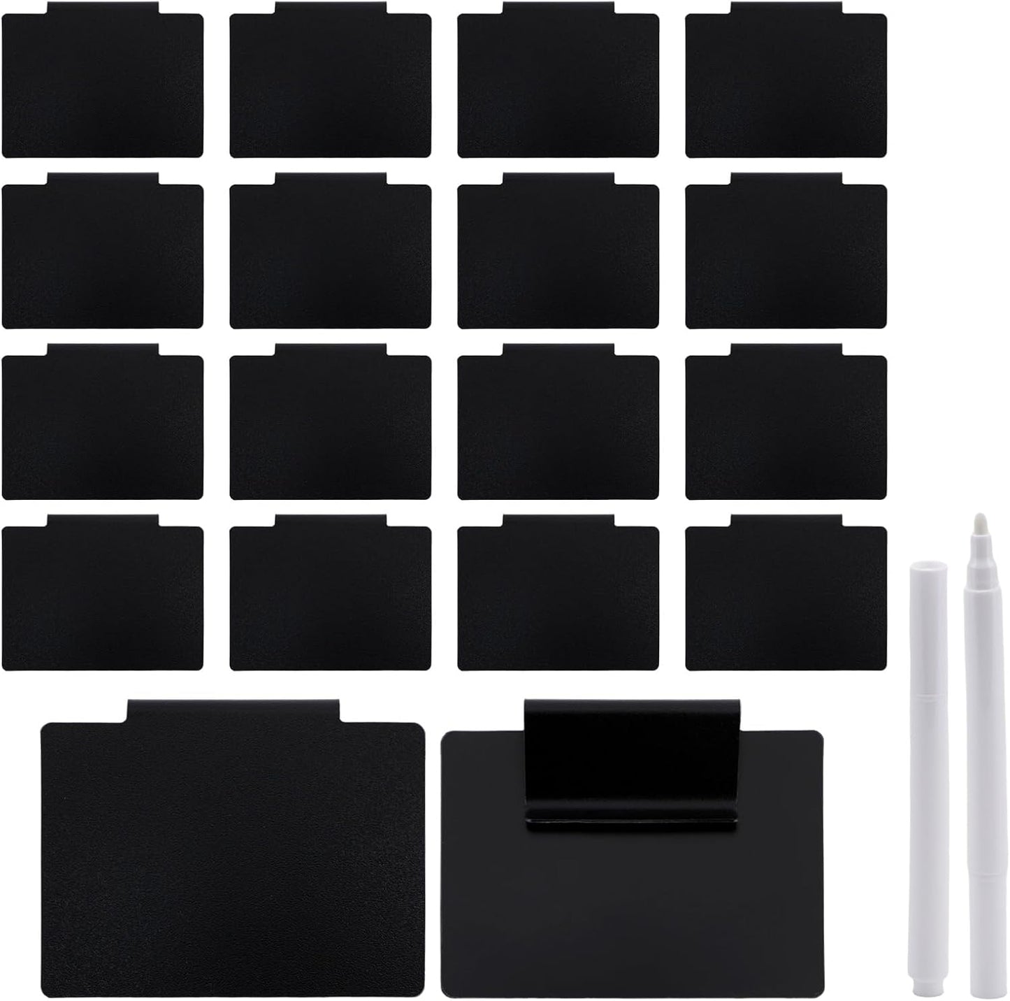 16 Pcs White Basket Labels Clip Bin Labels Clip with Pens Removable PVC Label for Baskets for Kitchen Pantry Storage Fabric Box Hanging Bin ﻿ (White)
