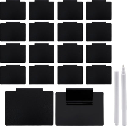16 Pcs White Basket Labels Clip Bin Labels Clip with Pens Removable PVC Label for Baskets for Kitchen Pantry Storage Fabric Box Hanging Bin ﻿ (White)