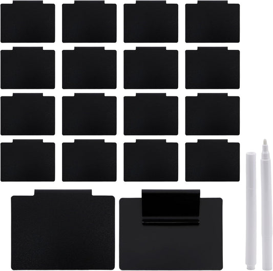 16 Pcs White Basket Labels Clip Bin Labels Clip with Pens Removable PVC Label for Baskets for Kitchen Pantry Storage Fabric Box Hanging Bin ﻿ (White)