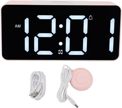Extra Alarm Clock, Large LED Display Dual Alarm Clock with Bed Shaker, LED Digital Bed Shaking with Corded for Heavy Sleepers