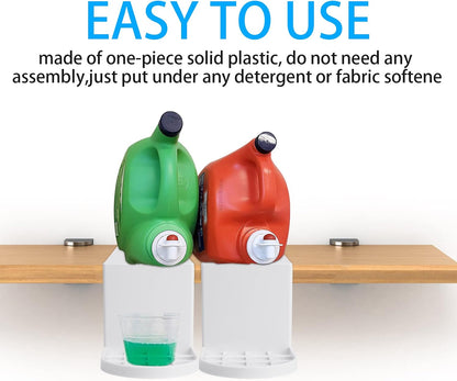 Laundry Detergent Holder 2 Pack - Detergent Cup Holder Tidy Soap Tray Dispenser Organizer Drip Fit Catcher for Fabric Softener Liquid Spigot Container Plastic Sheet Saver Stand Station Washing Set | Detergent Cup Holder, Soap Tray, Plastic Sheet Saver