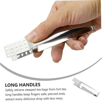 2PCS Stainless Steel Tea Bag Tongs, Mini Food Tongs Teabag Squeezer Sugar Serving for Tea Ice Cube Sugar