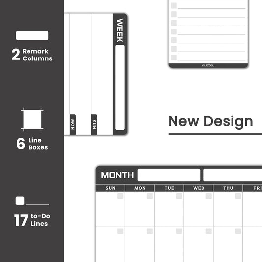 ALEZEL Magnetic Dry Erase Calendar for Refrigerator, Fridge Calendar Set | Includes Vertical Magnetic Monthly Planner Whiteboard & Weekly Dry Erase Board, List Board, 4 Markers + Eraser
