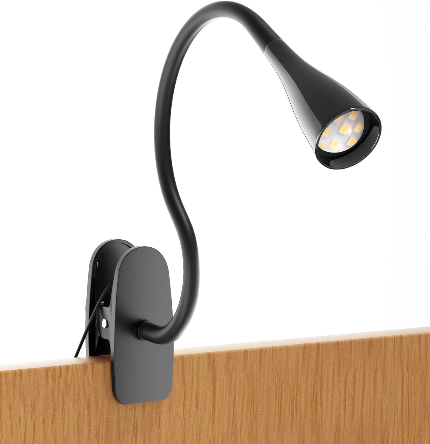 LED Reading Light, Eye-Caring Book Light for Reading in Bed, 360° Flexible Clip on headboard lamp, 5W 3000k Desk Lamp with Clamp for Bedroom, Office, Painting, Workbench and Sewing, White